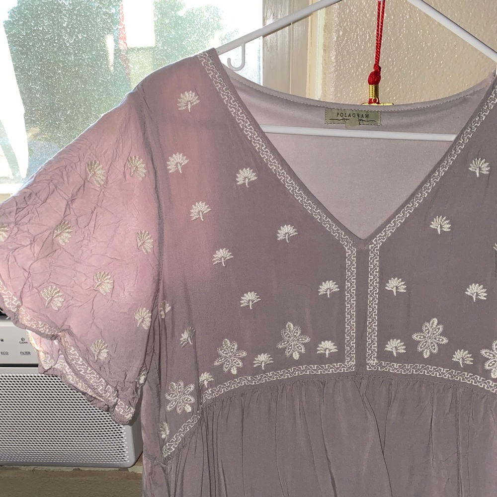 lavender embroidered dress